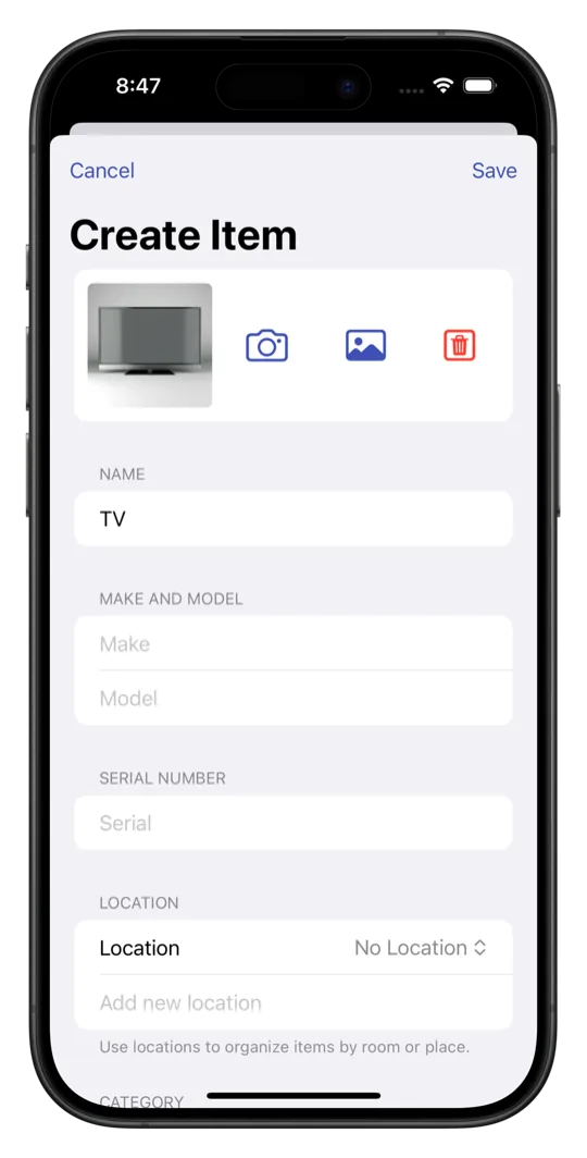 Create Item Details