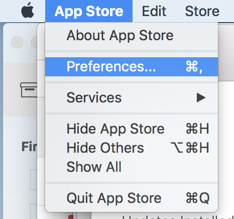 macOS App Store preferences